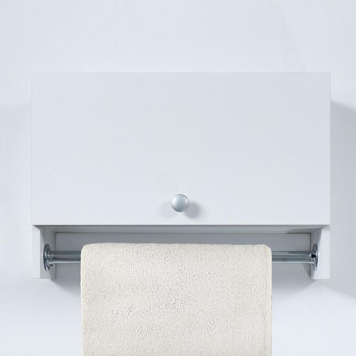 Шкаф подвесной для ванной со штангой для полотенец, с дверцами, белый, 60 х 17,4 х 40 см - фото 1 - id-p220634021