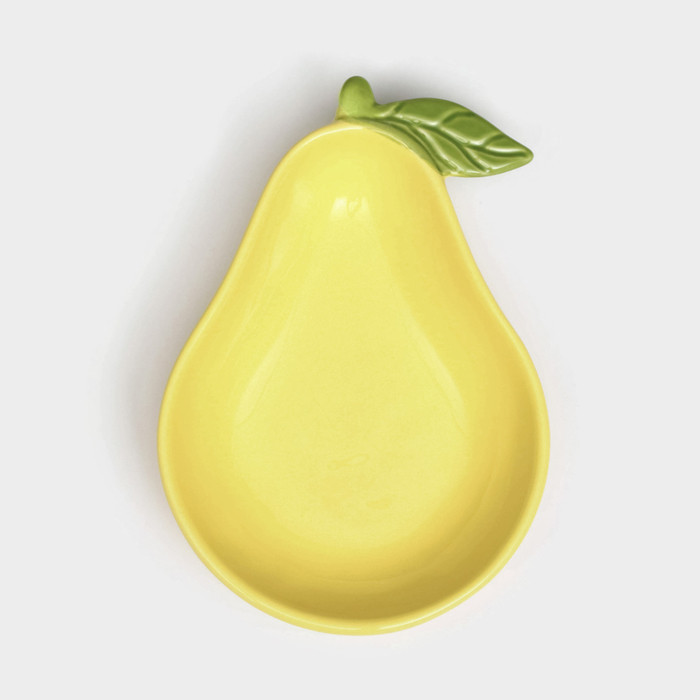 Тарелка керамическая "Груша", глубокая, желтая, 21 см, 1 сорт, Иран - фото 1 - id-p220636475