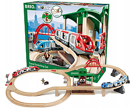 Деревянная железная дорога Brio с вокзалом двухуровневая 33512