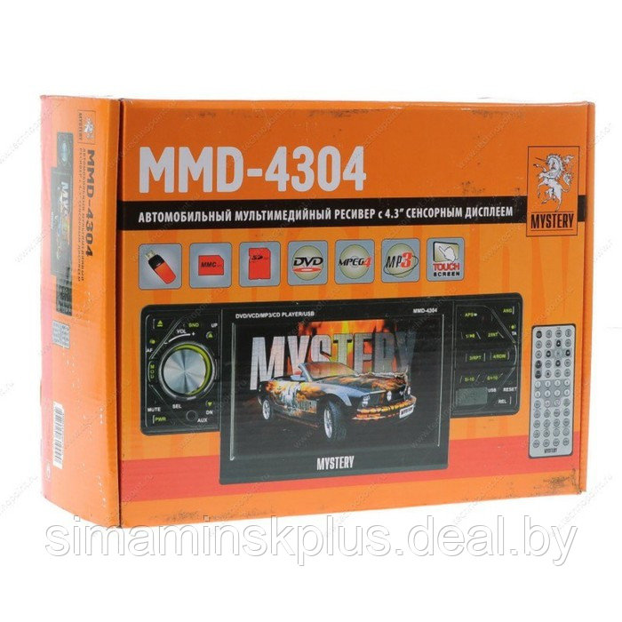 Автомагнитола Mystery DVD MMD-4304, сенсорный дисплей 4.3", SD/USB/DVD, ПДУ - фото 1 - id-p220649272