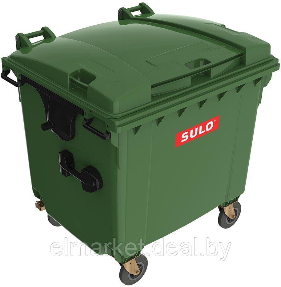 Контейнер для отходов пластиковый SULO 1100л с плоской крышкой зелёный - фото 1 - id-p220650937