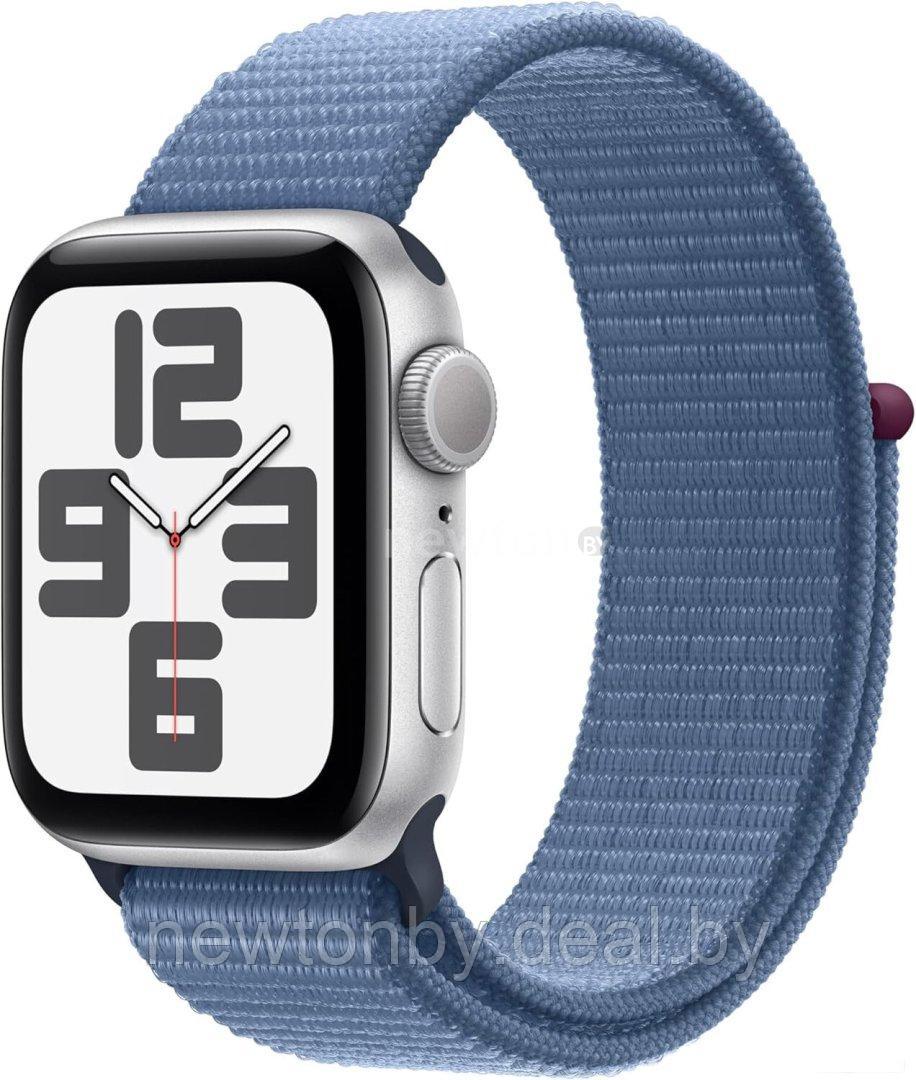 Умные часы Apple Watch SE 2 40 мм (алюминиевый корпус, серебристый/грозовой синий, нейлоновый ремешок) - фото 1 - id-p220654596