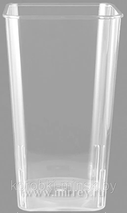 Пластиковая ваза однотонная квадратная ( высота 24,5см, верх 14*14см, низ 11*11см) Прозрачный