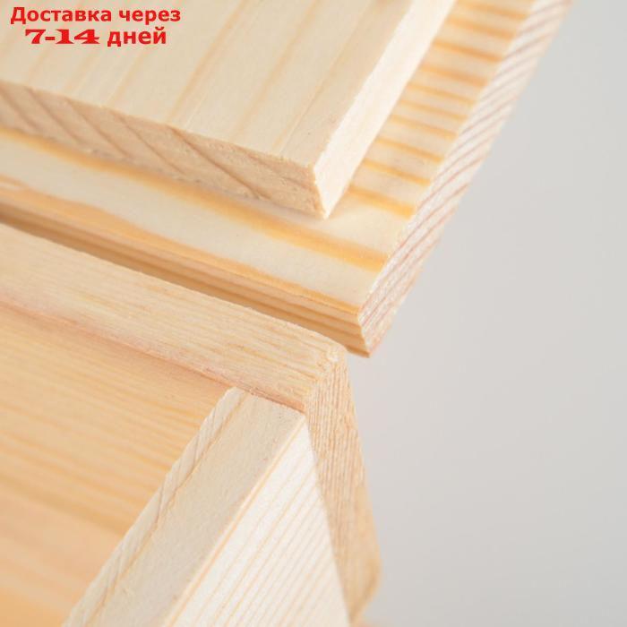 Ящик деревянный 30×20×10 см подарочный с реечной крышкой на петельках с замком - фото 4 - id-p220626502