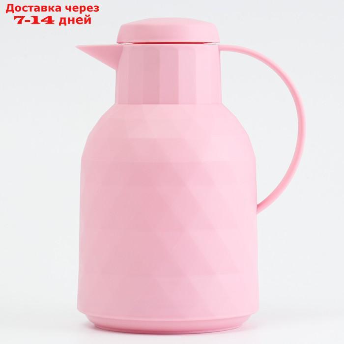 Термос-кофейник 1 л, сохраняет тепло 24 ч, стеклянная колба, розовый - фото 1 - id-p220628645