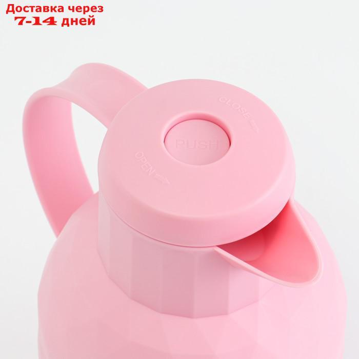 Термос-кофейник 1 л, сохраняет тепло 24 ч, стеклянная колба, розовый - фото 4 - id-p220628645