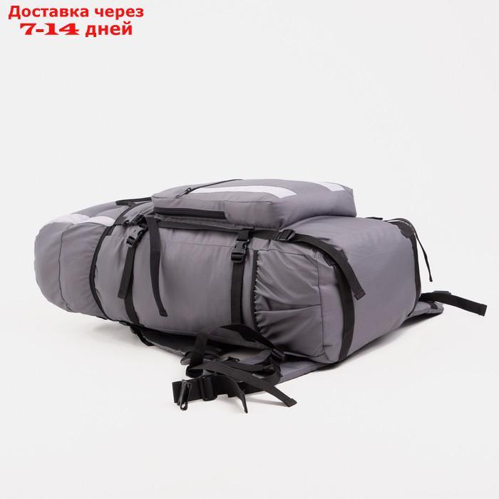 Рюкзак туристический, 90 л, отдел на шнурке, наружный карман, 2 боковые сетки, цвет серый - фото 3 - id-p220627218