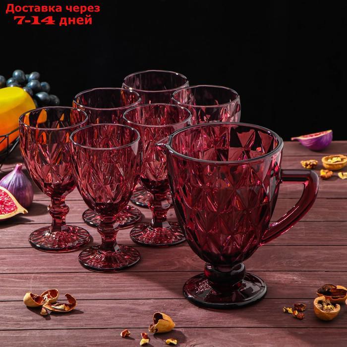 Набор питьевой "Круиз", 7 предметов: кувшин 1,1 л, бокалы 300 мл, цвет розовый - фото 1 - id-p220628711