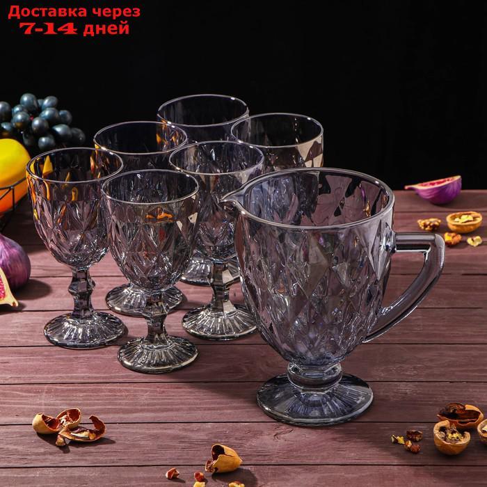 Набор питьевой "Круиз", 7 предметов: кувшин 1,1 л, бокалы 300 мл, цвет серый - фото 1 - id-p220628731