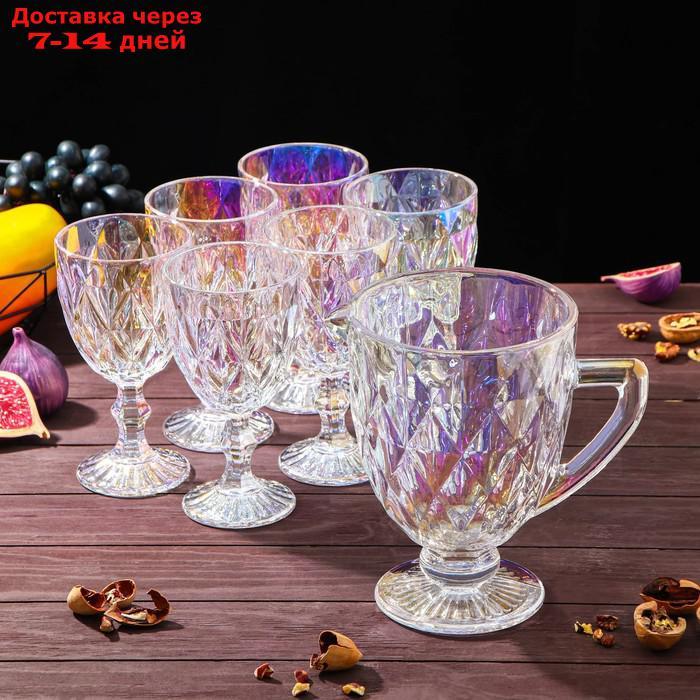 Набор питьевой "Круиз", 7 предметов: кувшин 1,1 л, бокалы 300 мл, цвет перламутровый - фото 1 - id-p220628761