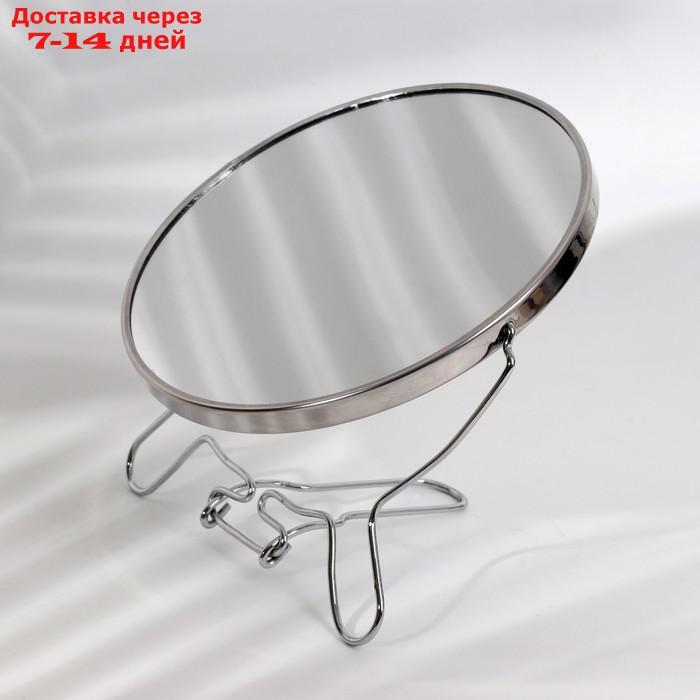 Зеркало складное-подвесное, двустороннее, с увеличением, d зеркальной поверхности 16 см, цвет серебряный - фото 3 - id-p220627804