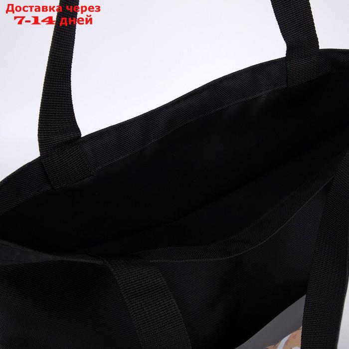 Сумка текстильная шоппер "Нет слов" кот, с карманом, чёрный, 34,5 х 0,5 х 39 см - фото 6 - id-p220629123