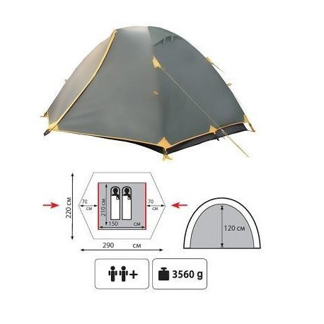 Палатка Tramp Nishe 2 (v2) - фото 3 - id-p76715954