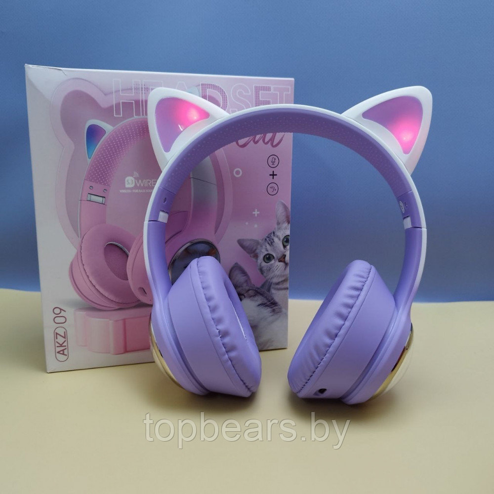 Беспроводные наушники HeadSet Cat с кошачьими ушками и котиком в иллюминаторе / Bluetooth наушники с RGB - фото 3 - id-p220671930