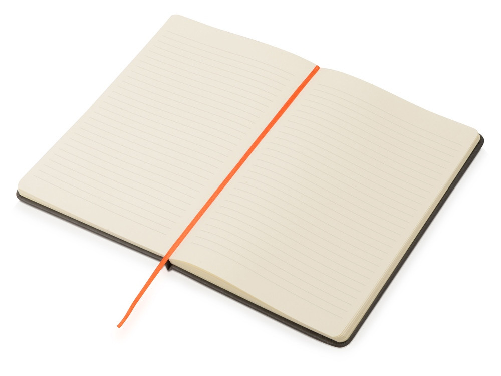 Блокнот Color линованный А5 в твердой обложке с резинкой, серый/оранжевый - фото 2 - id-p220671921