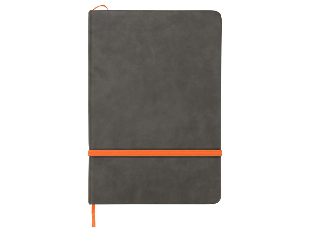 Блокнот Color линованный А5 в твердой обложке с резинкой, серый/оранжевый - фото 3 - id-p220671921
