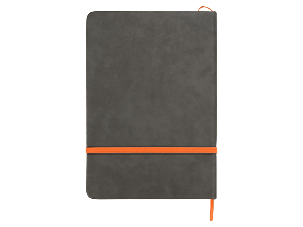 Блокнот Color линованный А5 в твердой обложке с резинкой, серый/оранжевый - фото 4 - id-p220671921