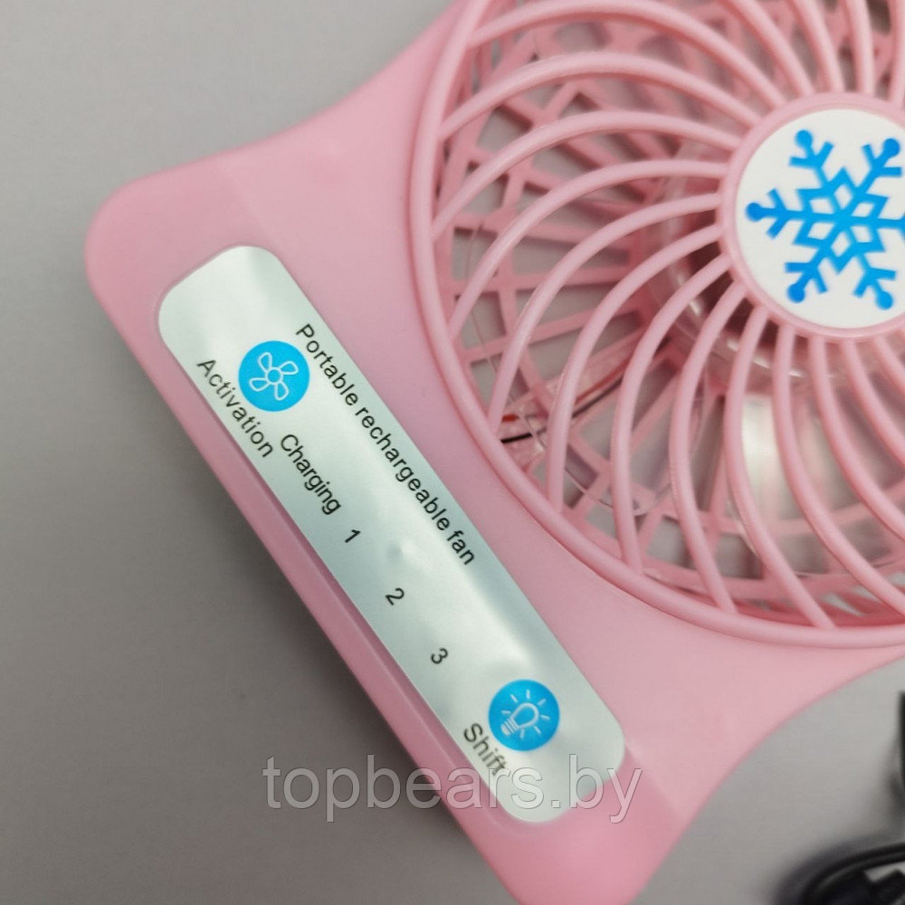 Мини вентилятор Portable Mini Fan (3 скорости обдува, подсветка) Розовый - фото 10 - id-p220671933