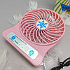 Мини вентилятор Portable Mini Fan (3 скорости обдува, подсветка) Розовый, фото 8
