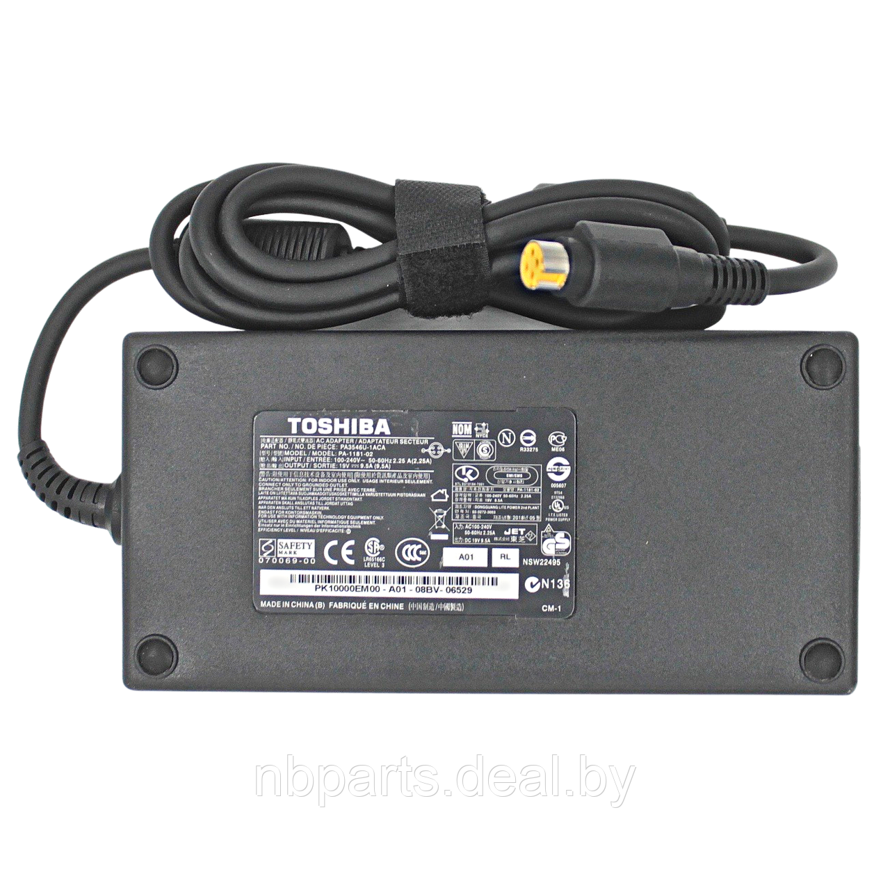 Блок питания (зарядное устройство) для ноутбука Toshiba 180W, 19V 9.5A, 4-Pin, оригинал с сетевым кабелем - фото 1 - id-p111774410