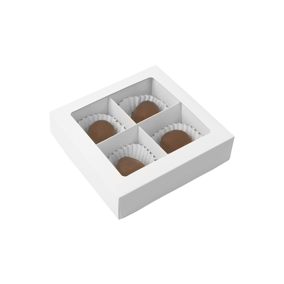 Коробка для 4 конфет складная белая (Россия, 12,6х12,6х3,5см) 7904573 - фото 1 - id-p220647634