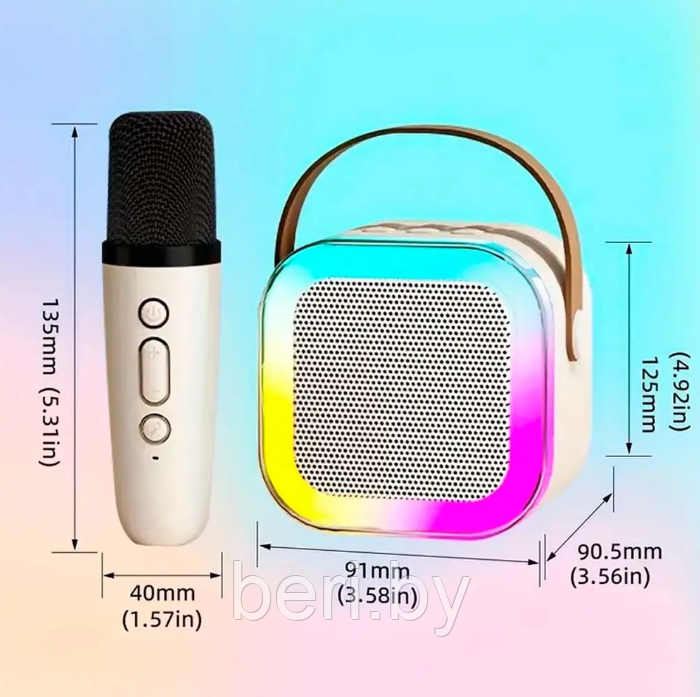 Мини-детское караоке с беспроводным микрофоном, портативными беспроводными динамиками со стерео басами К 12 - фото 3 - id-p220674962