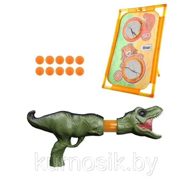 Помповый бластер Тираннозавр CHENGKETOYS Dinosaur Popper с мишенью и 10 мягких патронов, AX1031D - фото 2 - id-p220680059