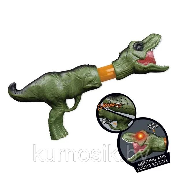 Помповый бластер Тираннозавр CHENGKETOYS Dinosaur Popper с мишенью и 10 мягких патронов, AX1031D - фото 4 - id-p220680059