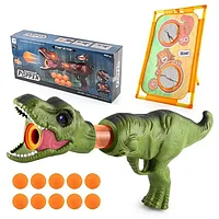 Помповый бластер Тираннозавр CHENGKETOYS Dinosaur Popper с мишенью и 10 мягких патронов, AX1031D