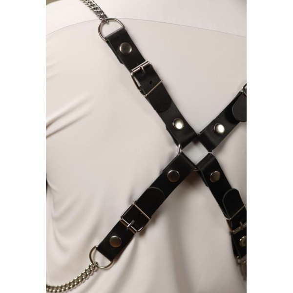 Брутальная крестообразная сбруя для мужчин с металлическими цепями - фото 3 - id-p220680969