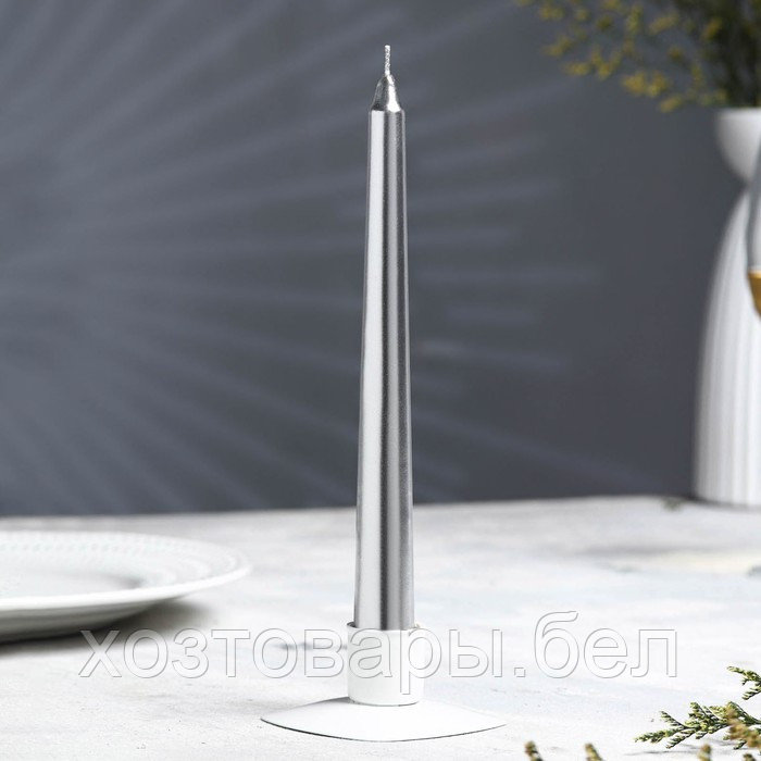 Набор свечей античных, 1,9х 20 см, 6 штук, серебряный металлик - фото 2 - id-p220681522