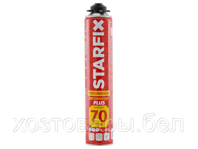 Пена монтажная профессиональная всесезонная STARFIX Foam Pro Plus 70 (890мл) (Выход пены до 70 л)