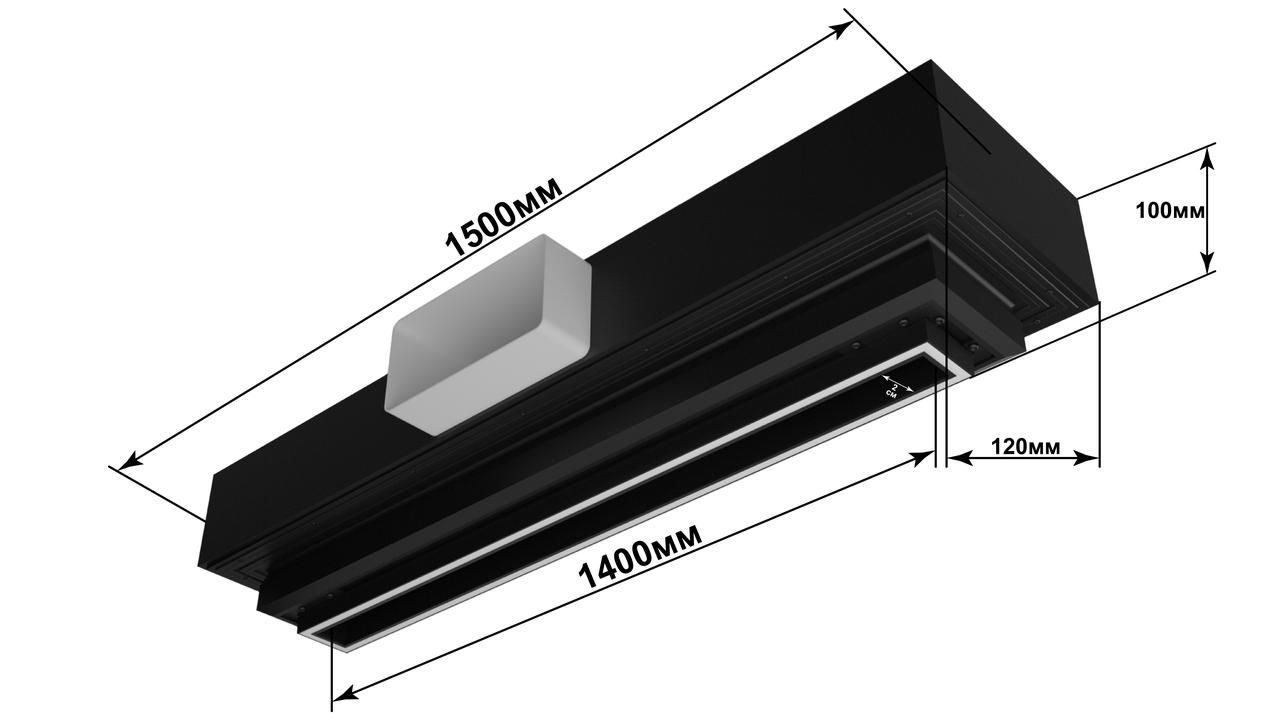 Диф-Луч-1400Ч-2 Вентиляционный диффузор для натяжного потолка, черный - фото 2 - id-p203480904