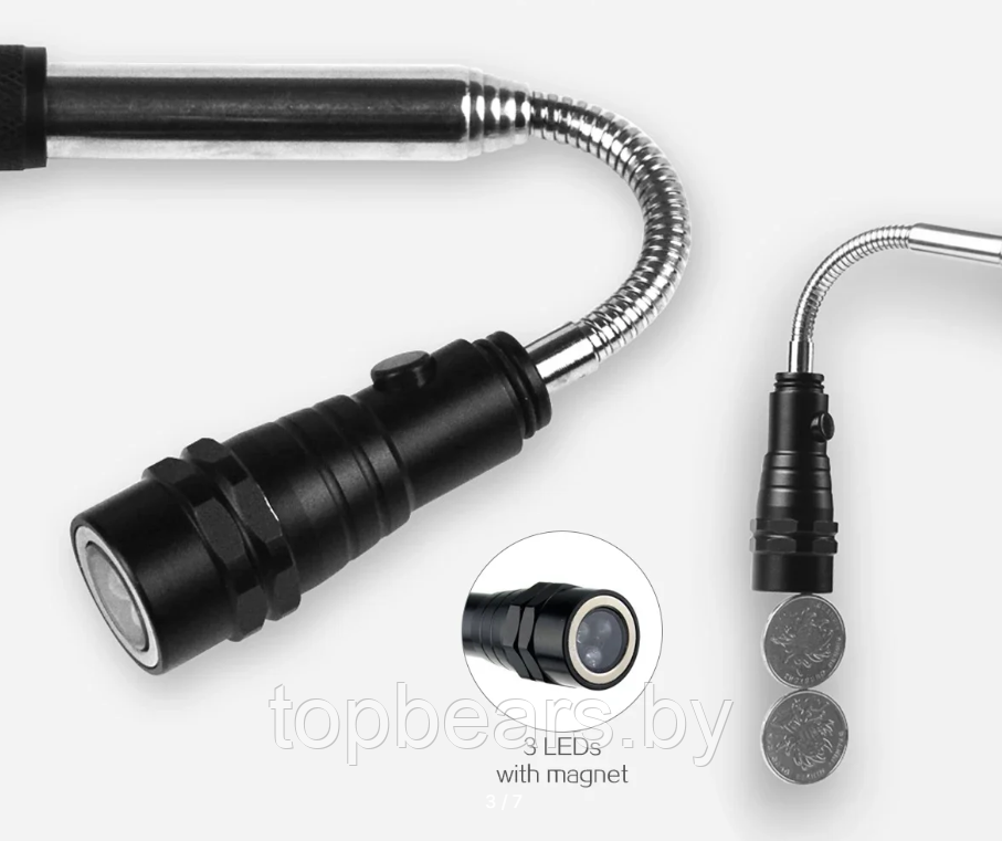 УЦЕНКА Гибкий фонарик с телескопической ручкой с магнитом / Тактический светодиодный фонарь раздвижной - фото 4 - id-p220691866