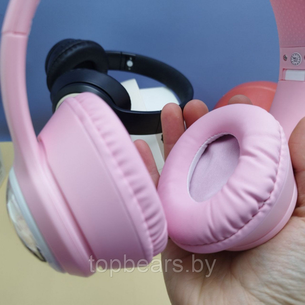 Беспроводные наушники HeadPhone AKZ 06 c котиком в иллюминаторе / Bluetooth наушники 5.0 Розовый - фото 8 - id-p220691867