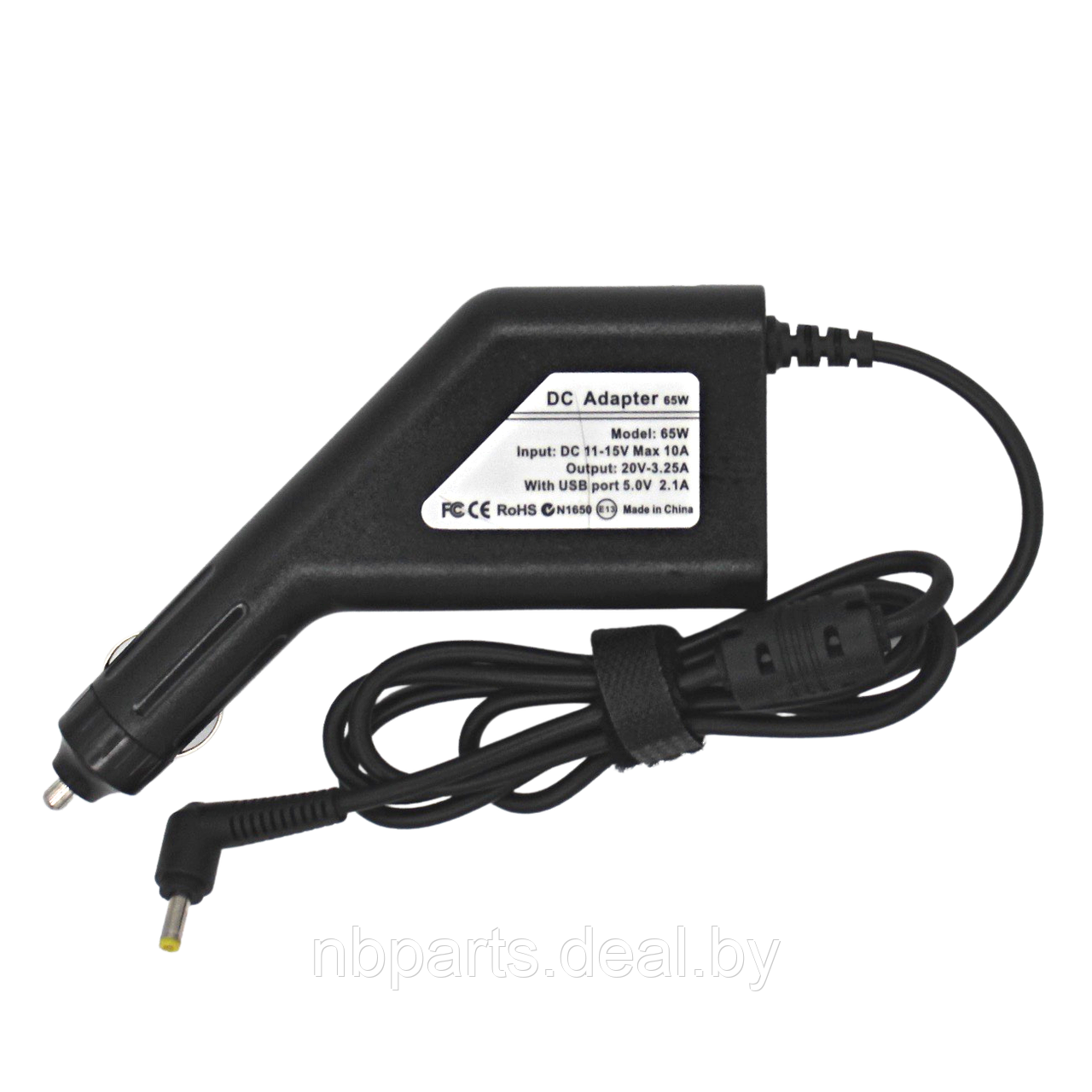 Автомобильное зарядное устройство для ноутбука Samsung 65W, 19V 3.42A, 3.0x1.1 - фото 1 - id-p111763509