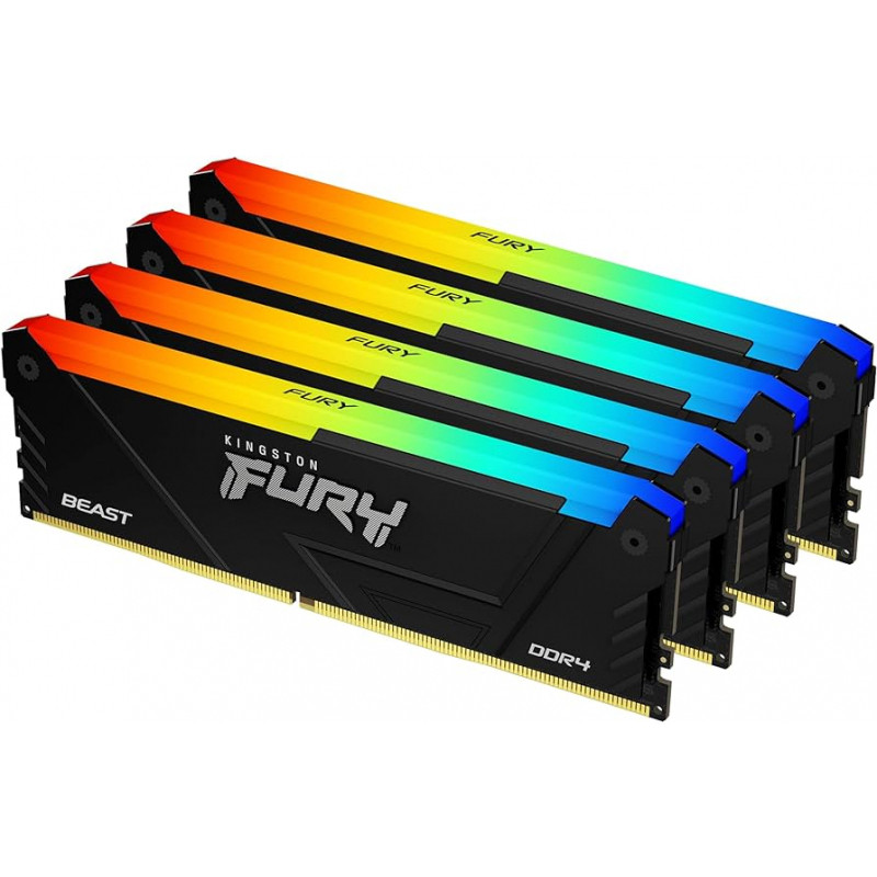 Память оперативная Kingston KF436C18BB2AK4/128 128GB 3600MHz DDR4 CL18 DIMM (Kit of 4) FURY Beast RGB - фото 1 - id-p220695083