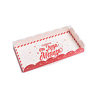 Коробка для кондитерских изделий с PVC крышкой «Подарок от Деда Мороза» (Россия, 210х105х30мм)
