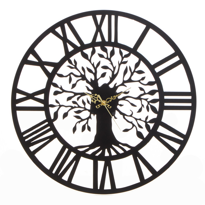 Часы настенные из металла "Древо жизни", плавный ход, d-40 см - фото 1 - id-p220696257