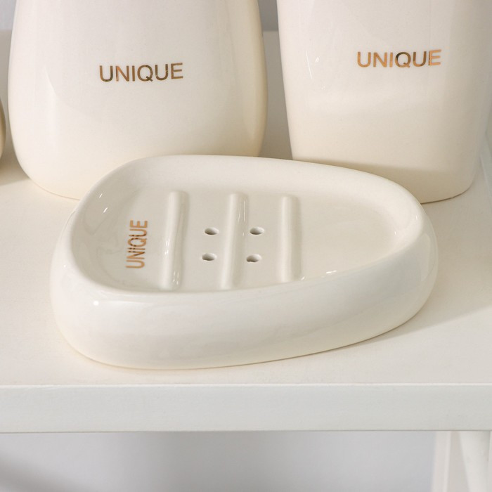 Набор аксессуаров для ванной комнаты SAVANNA Stone, 4 предмета (мыльница, дозатор для мыла, 2 стакана), цвет - фото 2 - id-p220696536