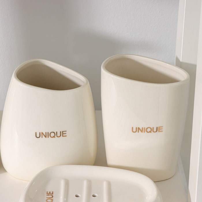 Набор аксессуаров для ванной комнаты SAVANNA Stone, 4 предмета (мыльница, дозатор для мыла, 2 стакана), цвет - фото 3 - id-p220696536