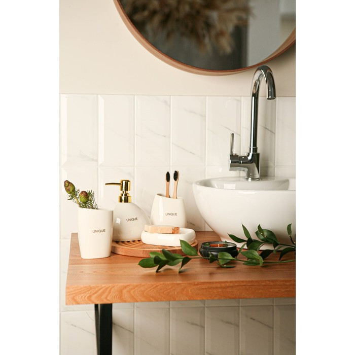 Набор аксессуаров для ванной комнаты SAVANNA Stone, 4 предмета (мыльница, дозатор для мыла, 2 стакана), цвет - фото 8 - id-p220696536