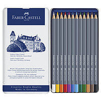 Карандаши акварельные набор 12 цветов, Faber-Castell Goldfaber Aqua, в металлическом пенале