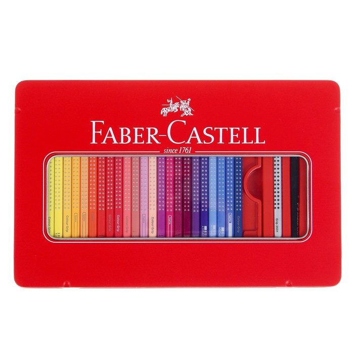 Карандаши цветные акварельные 48 цветов Faber-Castell GRIP 2001, трёхгранные с массажными шашечками, - фото 2 - id-p220696345