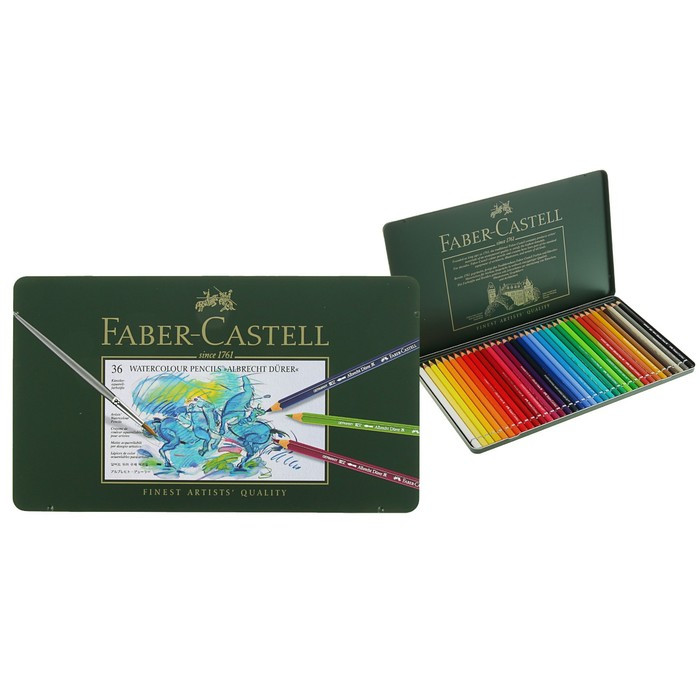 Карандаши акварельные набор 36 цветов, Faber-Castell Albrecht DÜRER®, в металлическом пенале - фото 1 - id-p220696346
