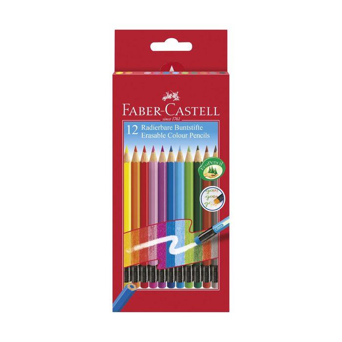 Карандаши 12 цветов Faber-Castell шестигранный с ластиком - фото 1 - id-p220696351