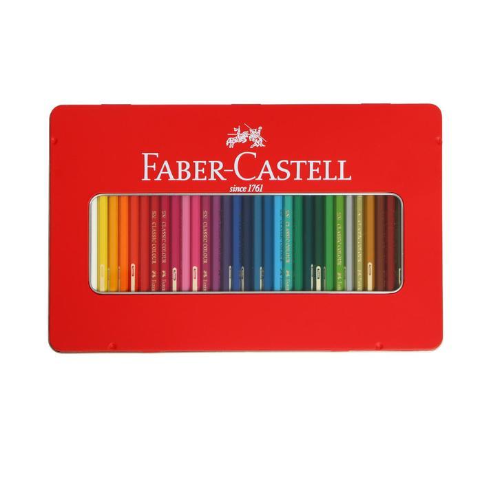 Карандаши 36 цвета Faber-Castell "Замок", шестигранный корпус, заточенные, в металлическом пенале - фото 3 - id-p220696364