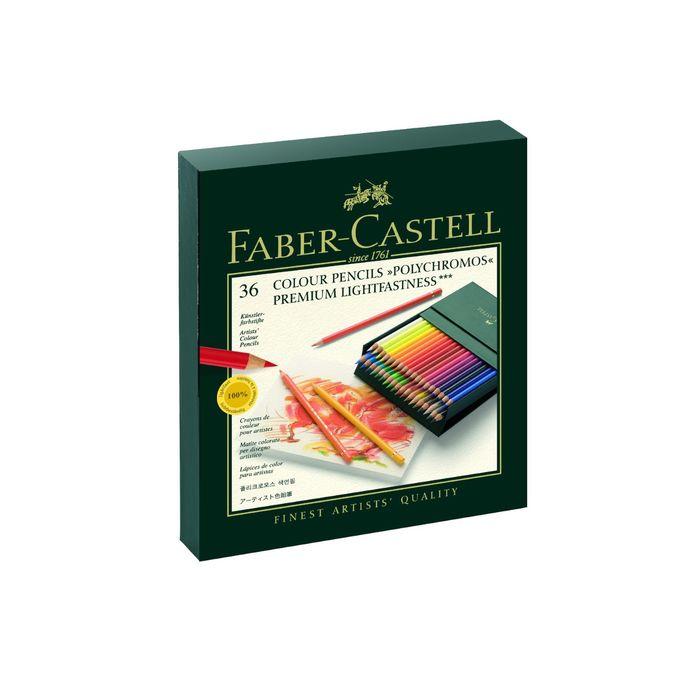 Карандаши художественные набор Faber-Castell Polychromos® 36 цветов, в коробке из искусственной кожи - фото 1 - id-p220696379