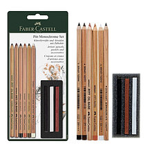 Пастель сухая в карандаше набор Faber-Castell PITT® и мелки PITT Monochrome 9 штук