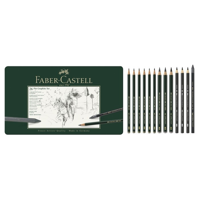 Карандаши художественные набор Faber-Castell PITT 26 штук в металлической коробке - фото 2 - id-p220696416
